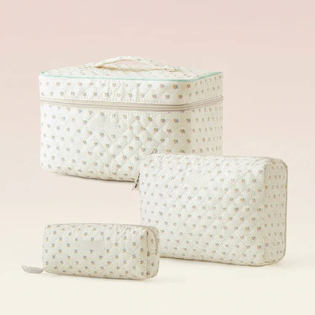 Floral Cotton Cosmetic Pouch – Travel Makeup Bag, Perfect Mother's Day Gift