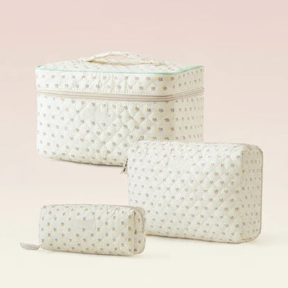 Floral Cotton Cosmetic Pouch – Travel Makeup Bag, Perfect Mother's Day Gift