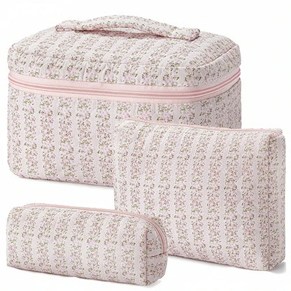 Floral Cotton Cosmetic Pouch – Travel Makeup Bag, Perfect Mother's Day Gift