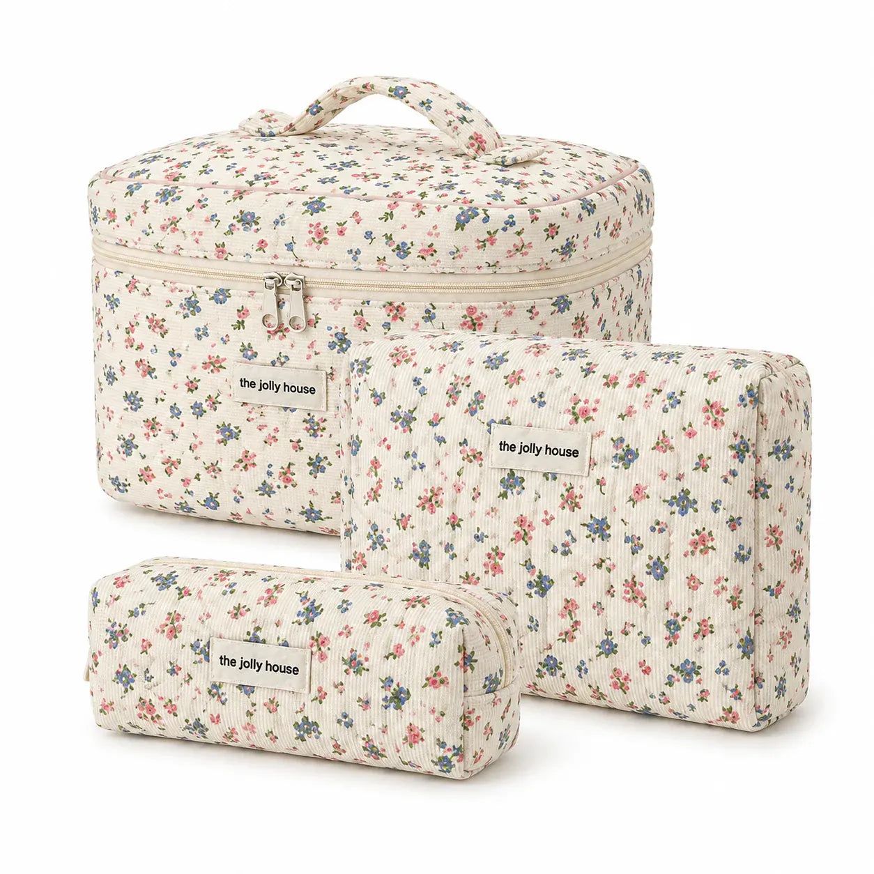 Floral Cotton Cosmetic Pouch – Travel Makeup Bag, Perfect Mother's Day Gift