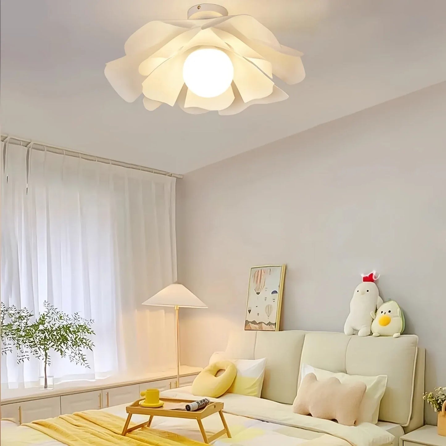 Floral Petal Semi Flush Mount Ceiling Light Fixture - Modern Flower Design