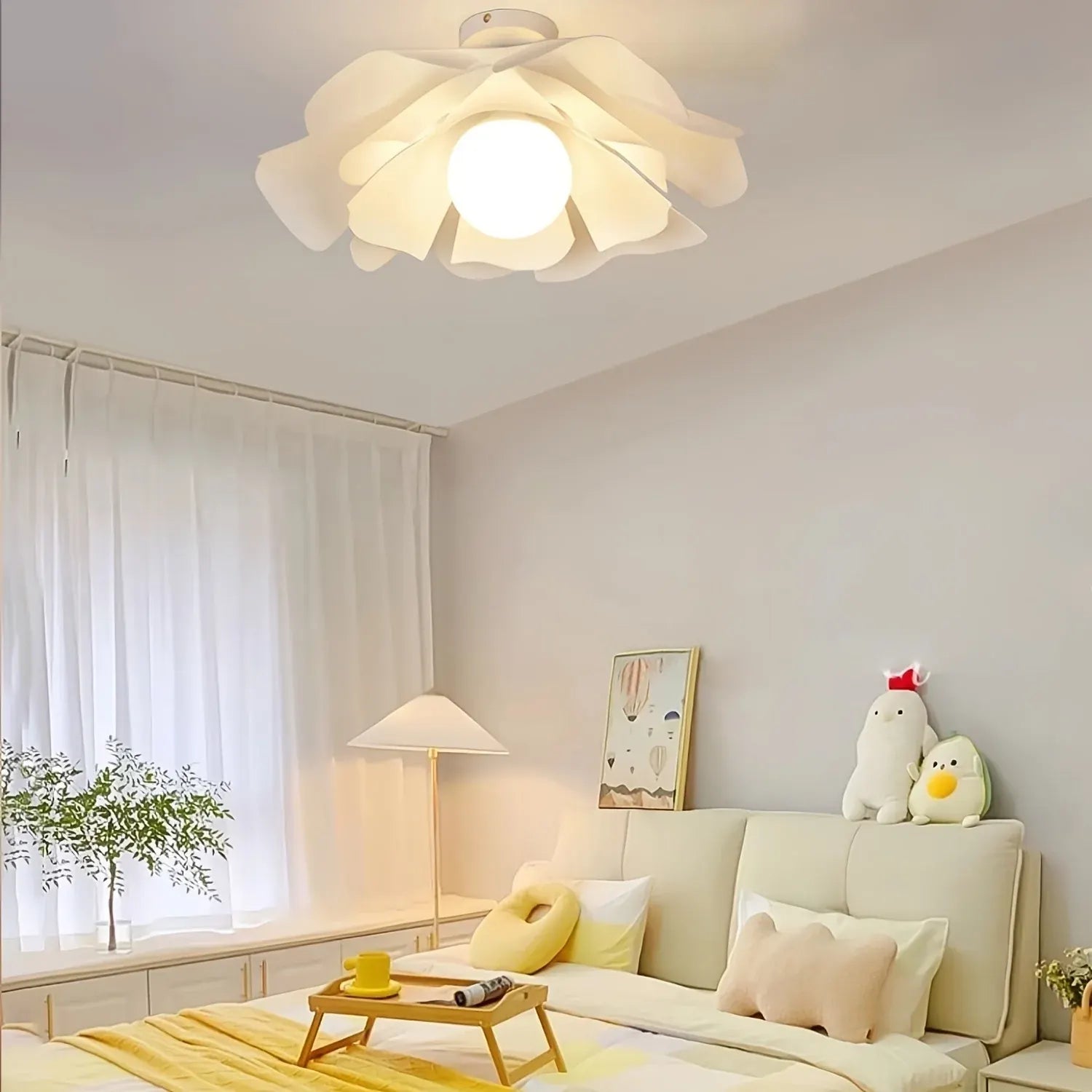 Floral Petal Semi Flush Mount Ceiling Light Fixture - Modern Flower Design