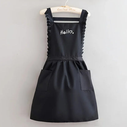 Floral Princess-Style Waterproof Apron - Water-Resistant Work Uniform
