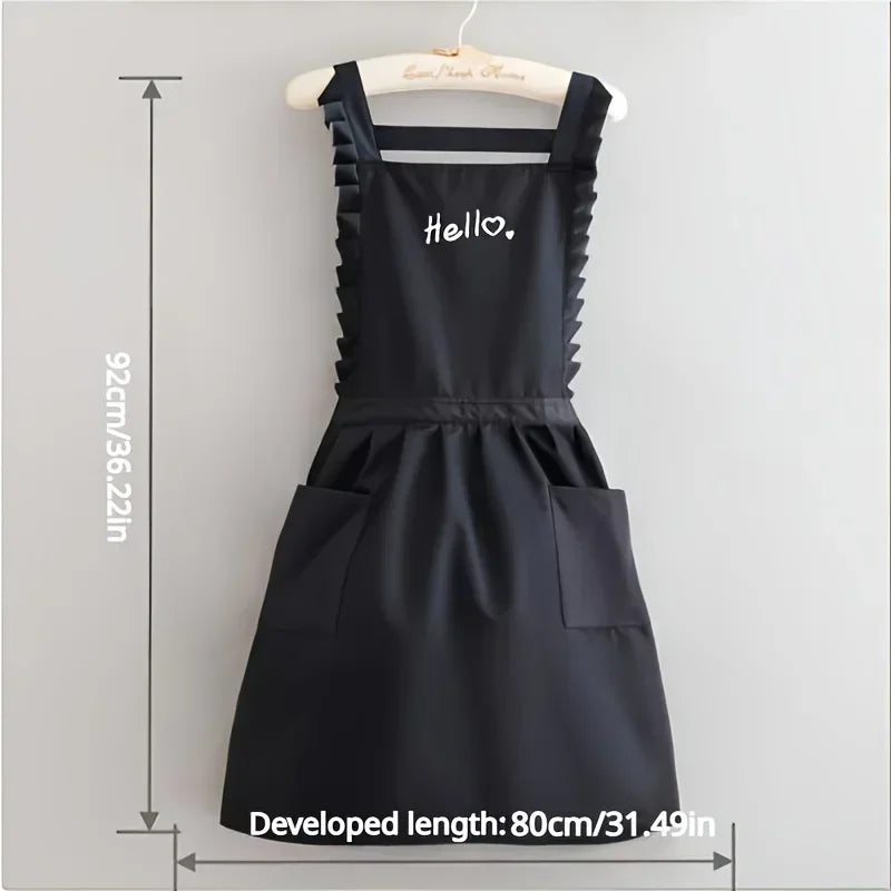 Floral Princess-Style Waterproof Apron - Water-Resistant Work Uniform