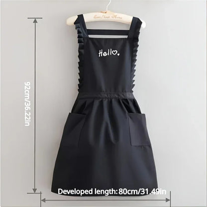 Floral Princess-Style Waterproof Apron - Water-Resistant Work Uniform