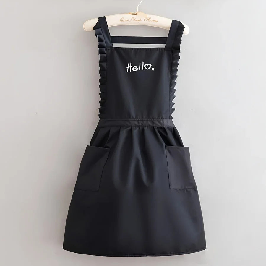 Floral Princess-Style Waterproof Apron - Water-Resistant Work Uniform