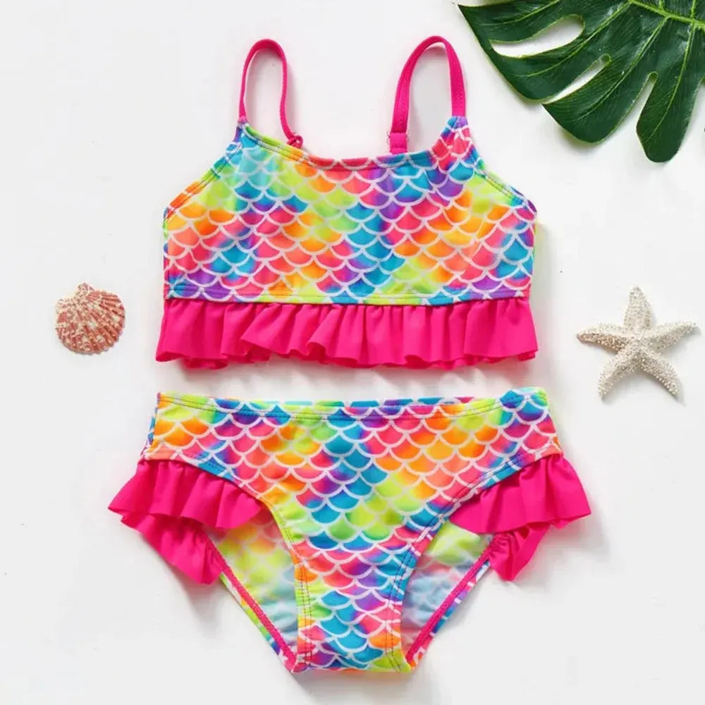 Floral Ruffle Bikini Swimsuit Set for Women and Kids
