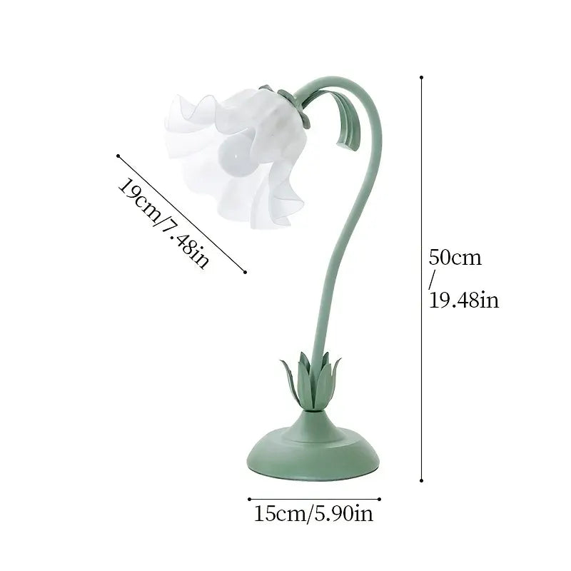 Floral Table Lamp with USB Charging Port