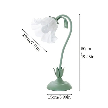 Floral Table Lamp with USB Charging Port