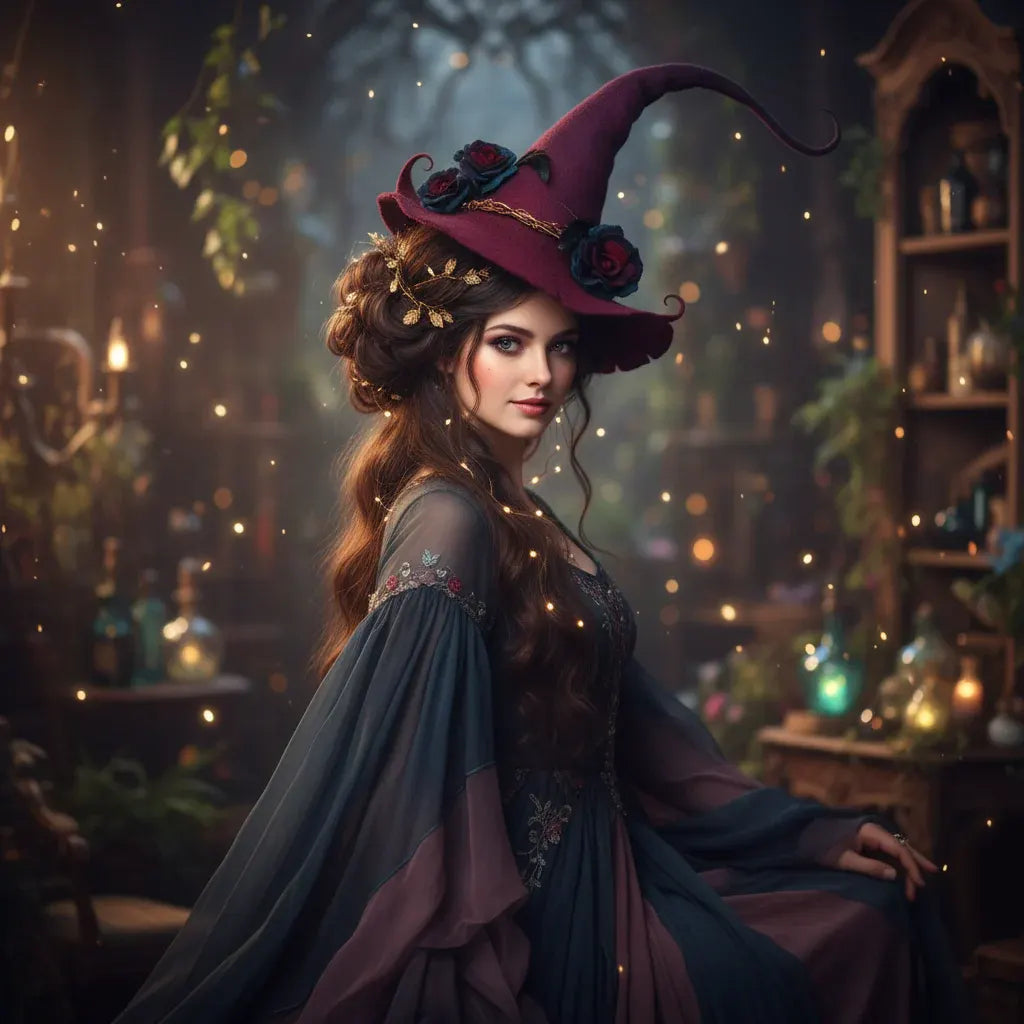 Floral Witch Hat for Halloween Costume