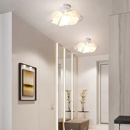 Flower-Shaped Semi-Flush Ceiling Light with Rose Petal Design