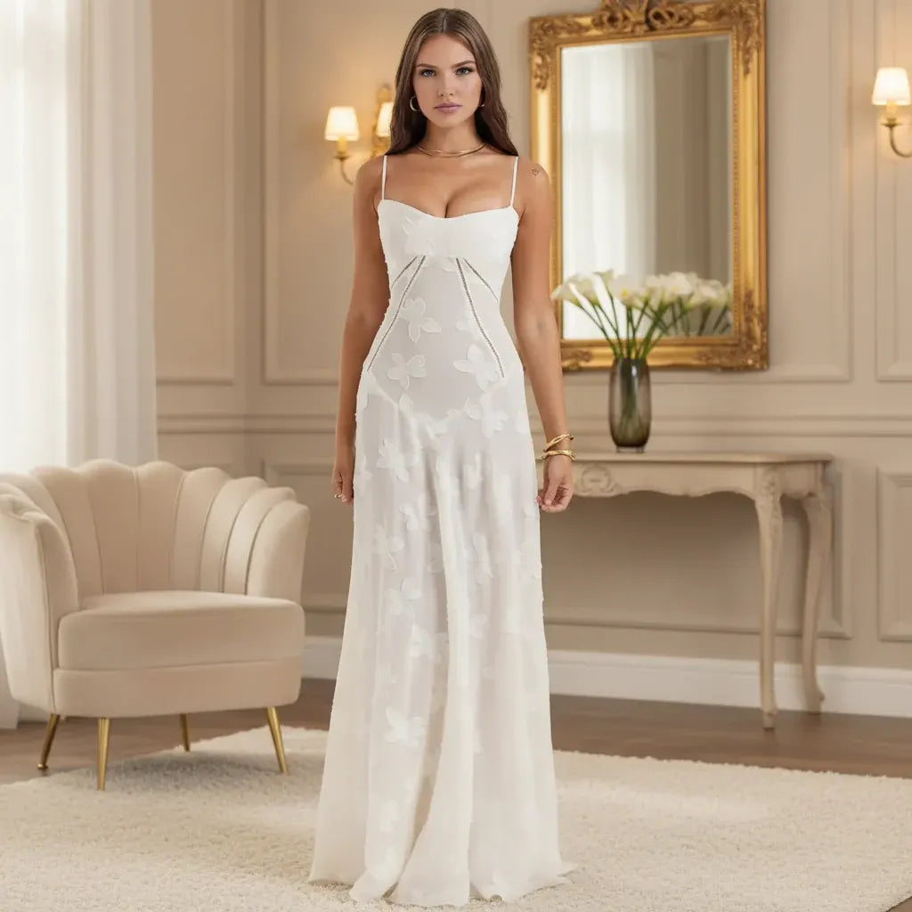 Flowy Midi Dress for Women - Long Evening Party Wear