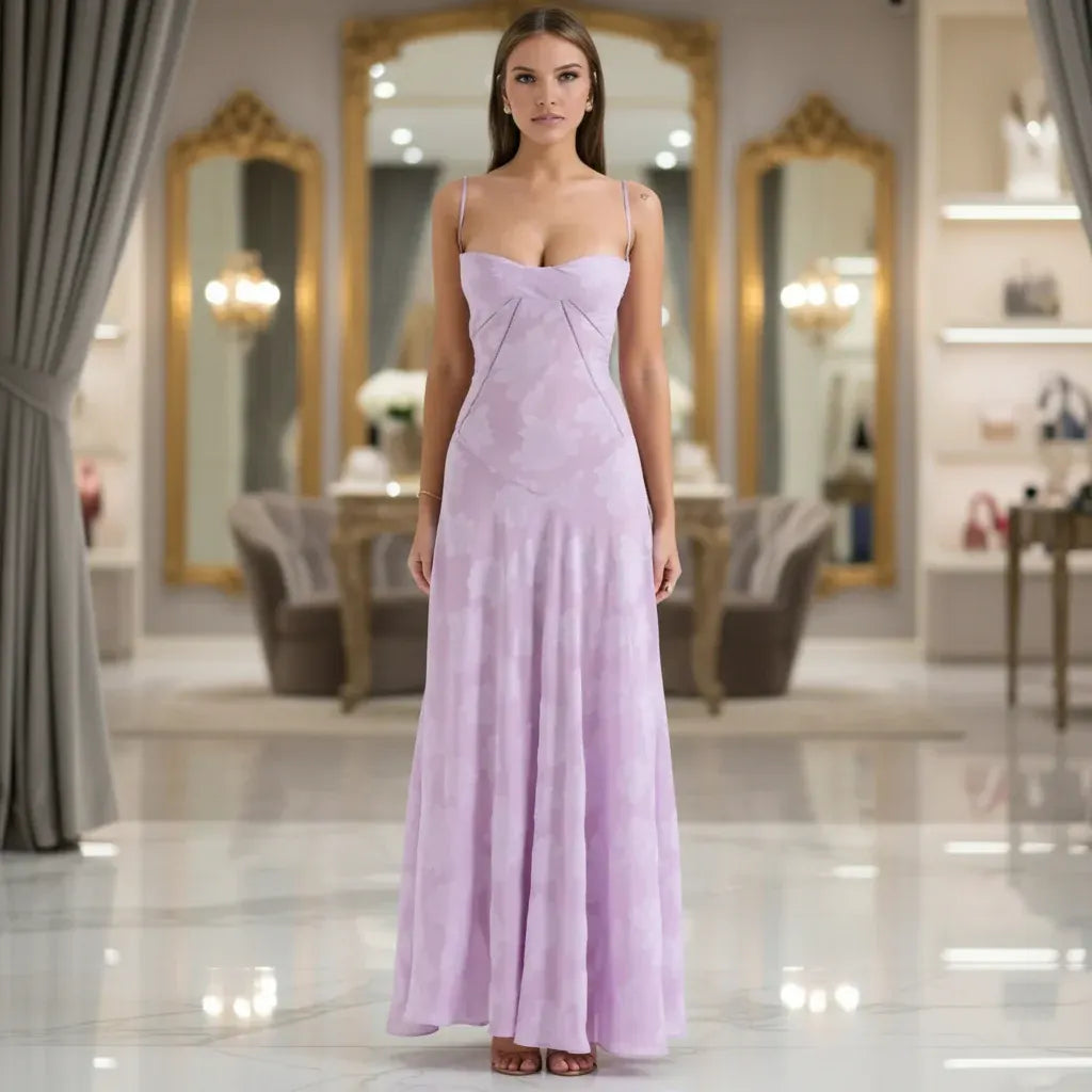 Flowy Midi Dress for Women - Long Evening Party Wear