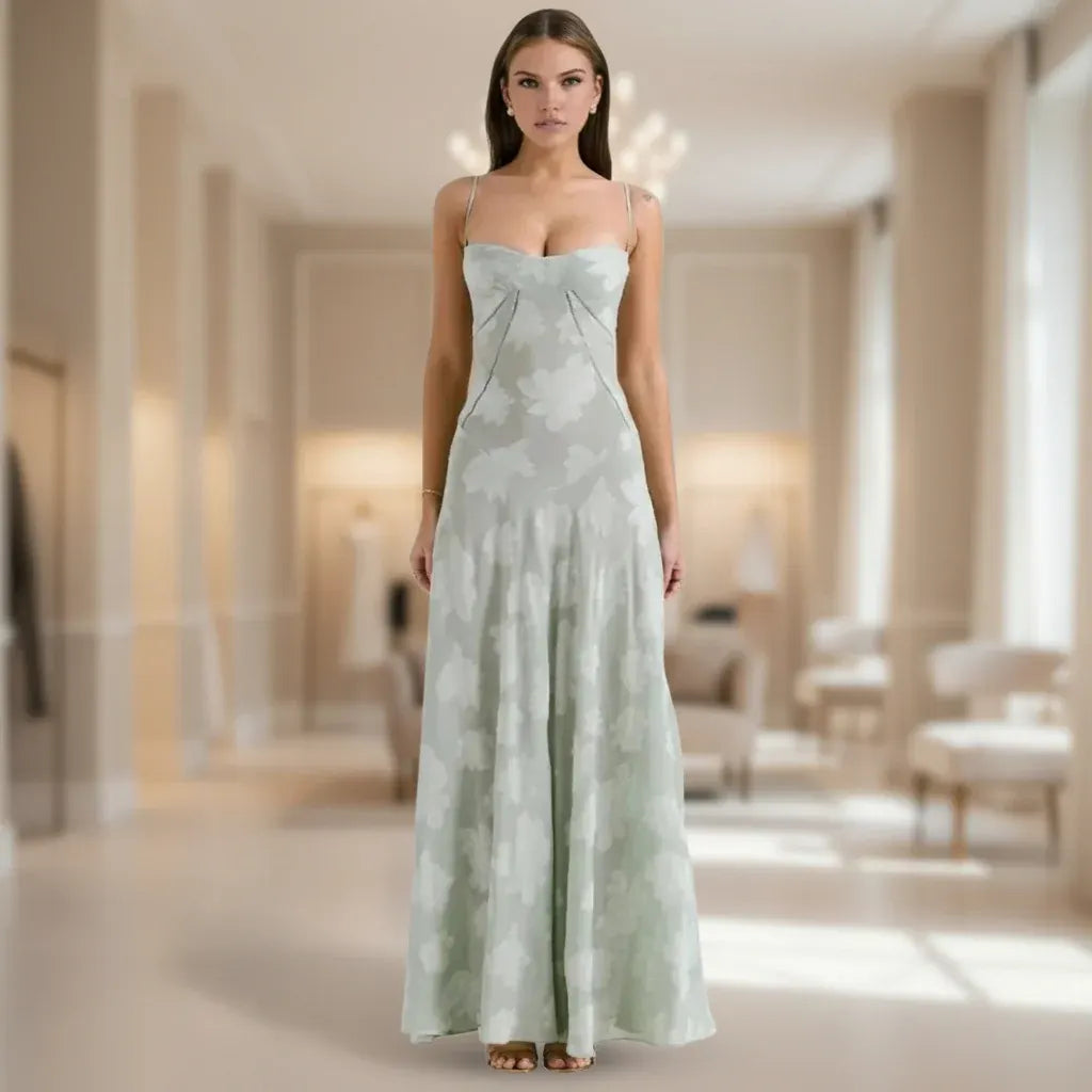 Flowy Midi Dress for Women - Long Evening Party Wear