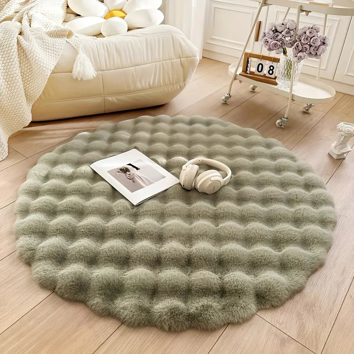 Fluffy Round Bubble Rug | Soft Cloud-Like Circular Carpet