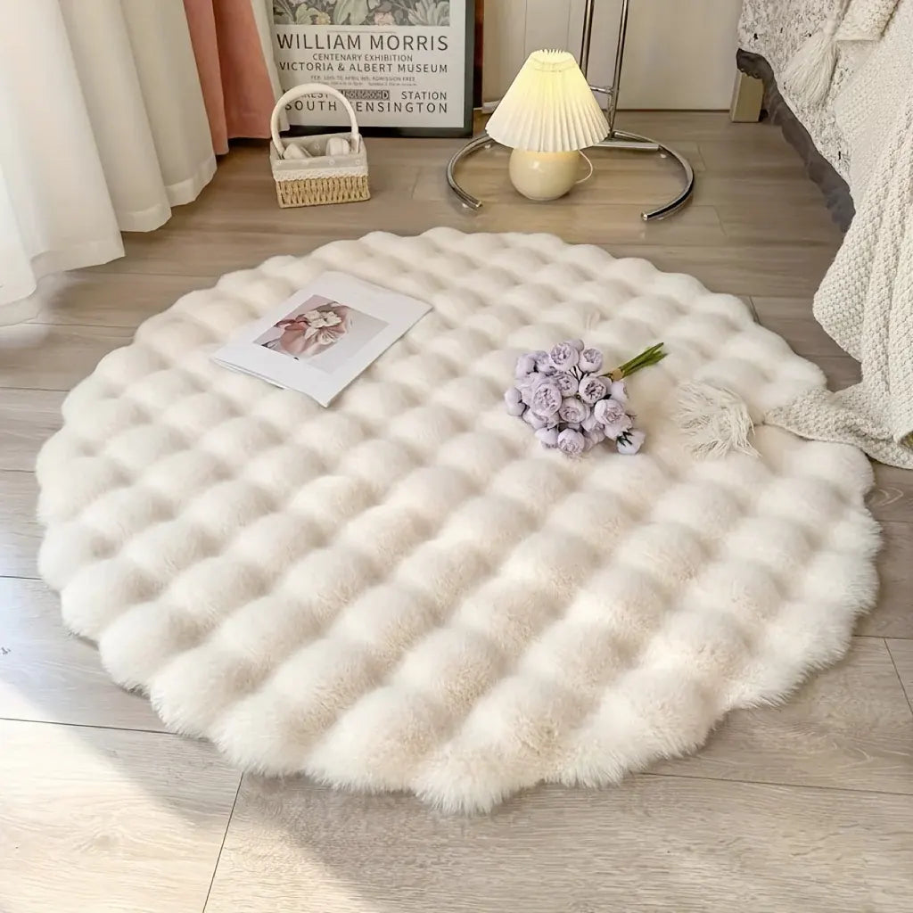 Fluffy Round Bubble Rug | Soft Cloud-Like Circular Carpet