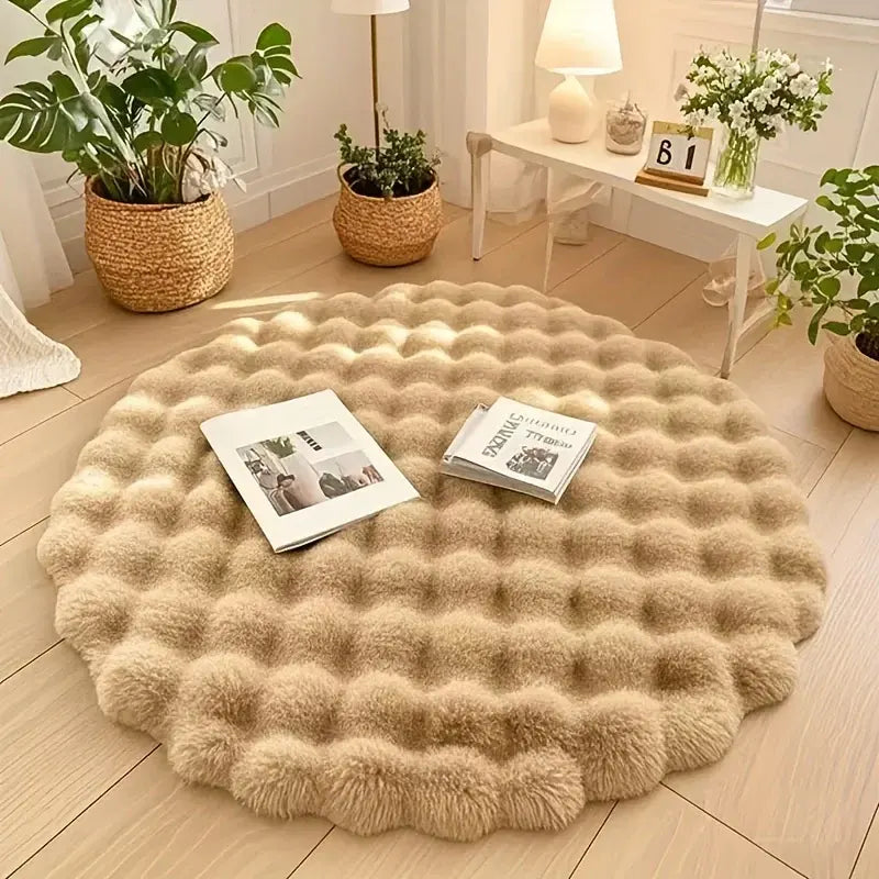 Fluffy Round Bubble Rug | Soft Cloud-Like Circular Carpet