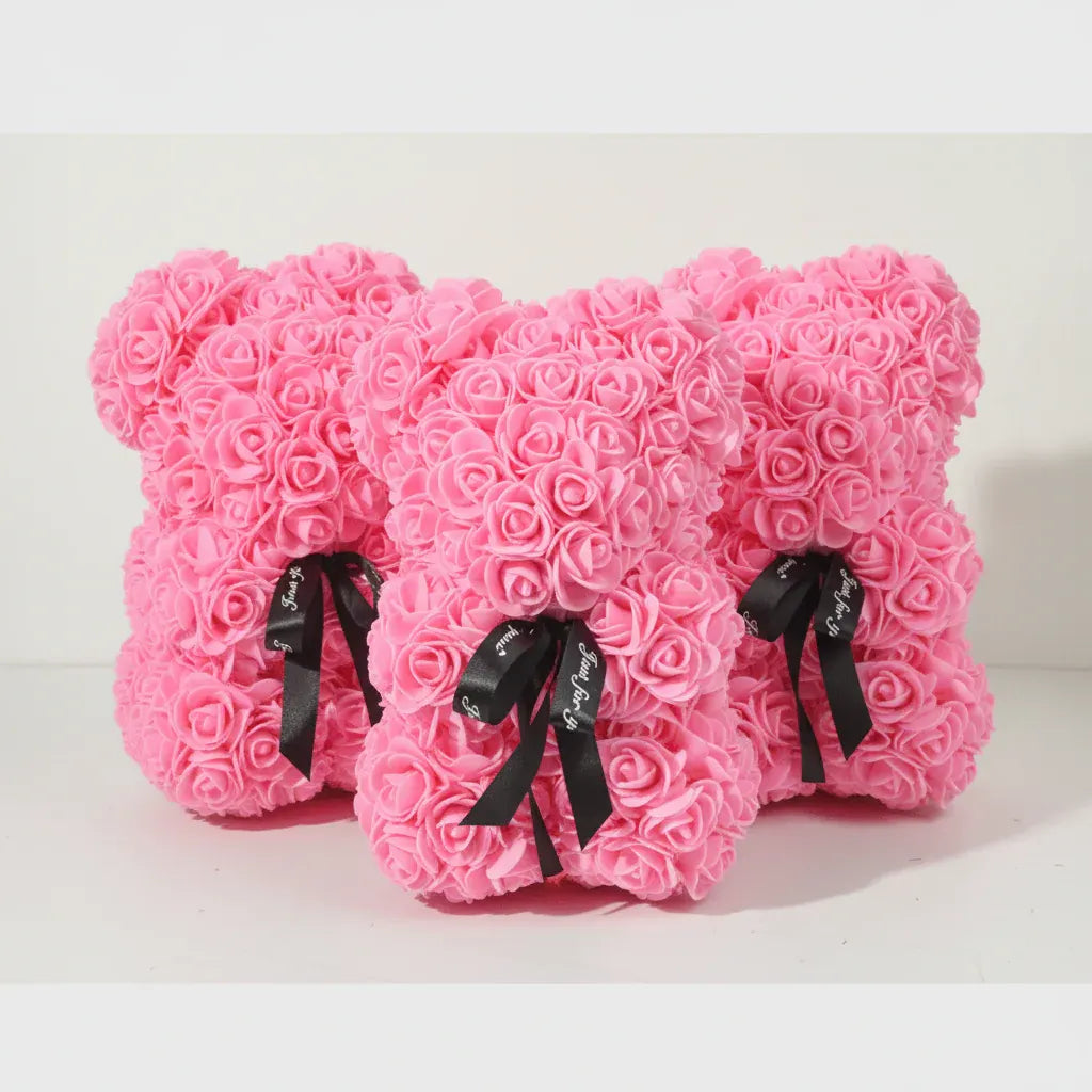 Foam Rose Bear Artificial Flower Arrangement Valentine's Gift