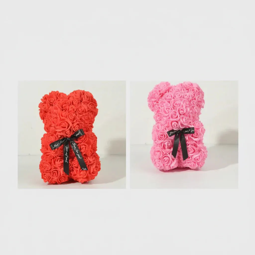 Foam Rose Bear Artificial Flower Arrangement Valentine's Gift