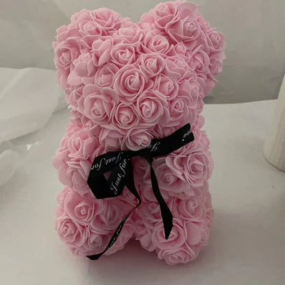 Foam Rose Bear Artificial Flower Arrangement Valentine's Gift