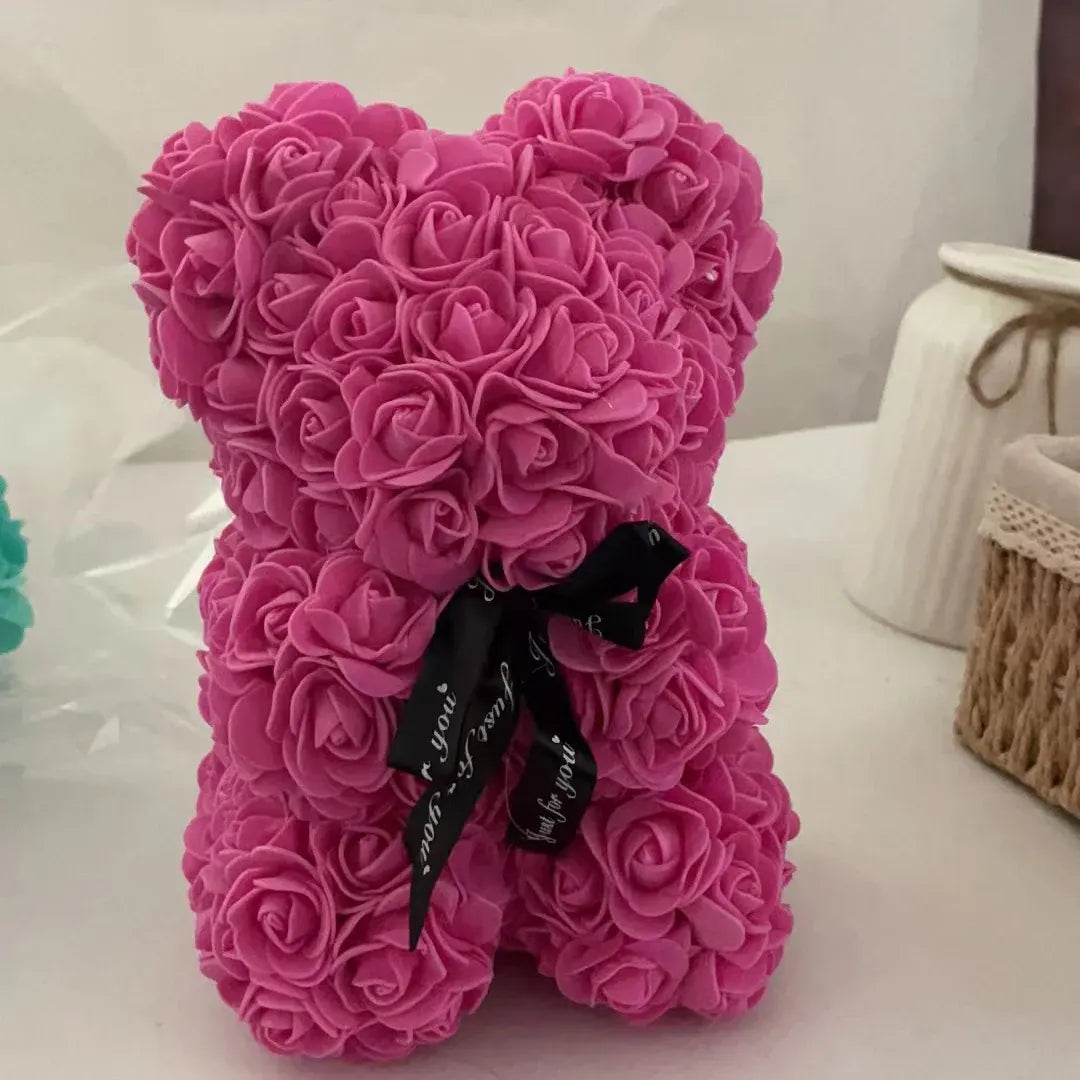 Foam Rose Bear Artificial Flower Arrangement Valentine's Gift