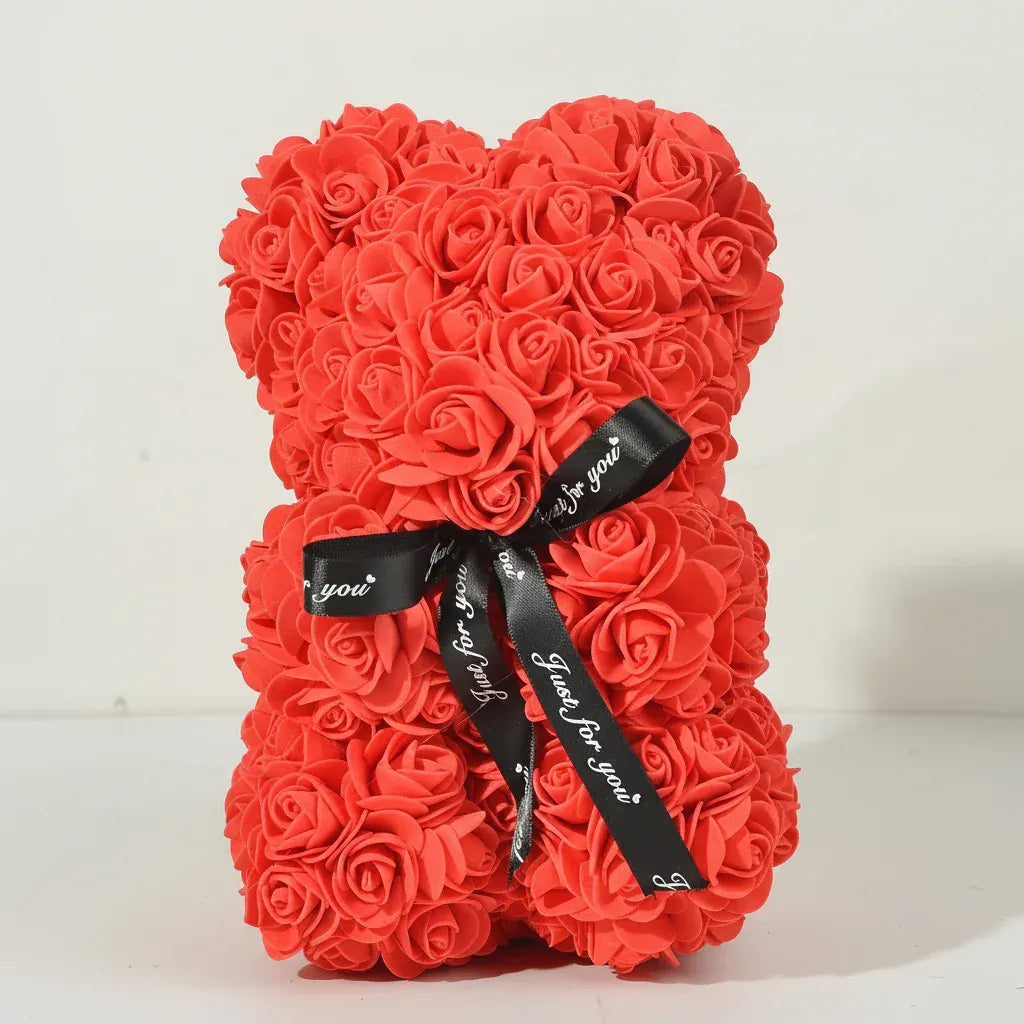 Foam Rose Bear Artificial Flower Arrangement Valentine's Gift