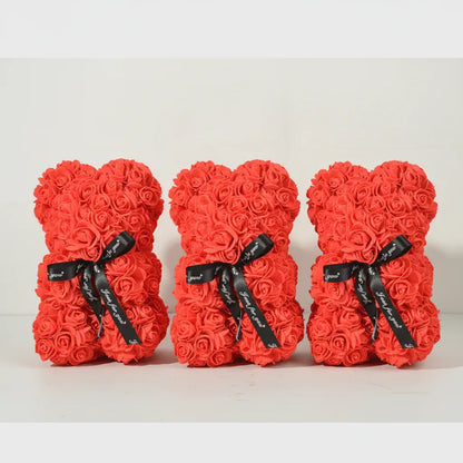 Foam Rose Bear Artificial Flower Arrangement Valentine's Gift