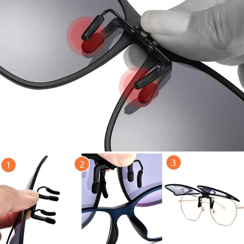 Foldable Clip-On Polarized Sunglasses with UV Protective Lens Trim