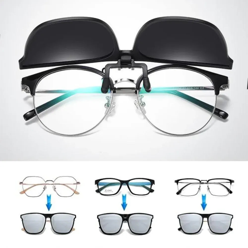 Foldable Clip-On Polarized Sunglasses with UV Protective Lens Trim