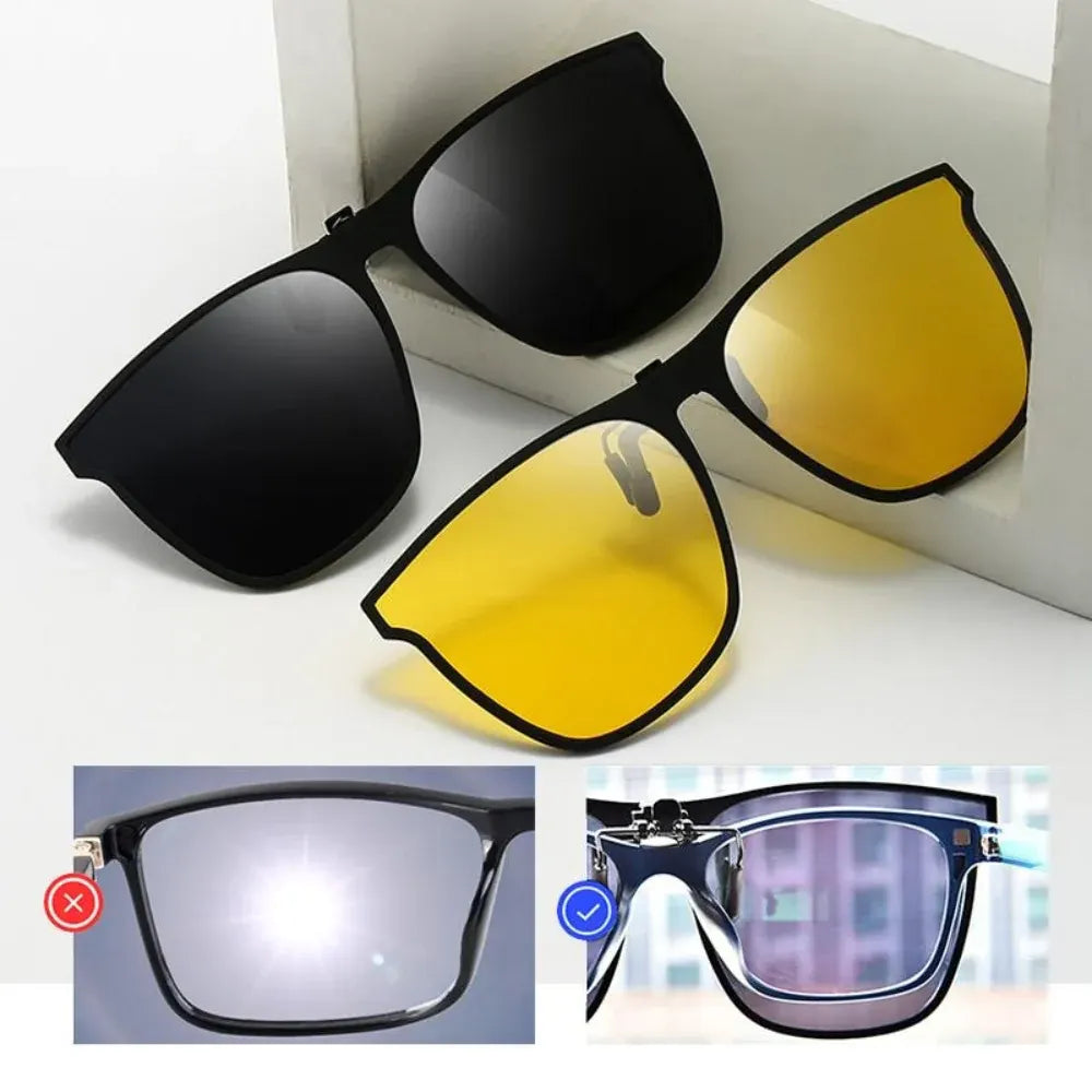 Foldable Clip-On Polarized Sunglasses with UV Protective Lens Trim