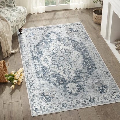 Foldable Non-Slip Oriental Medallion Area Rug – Heritage Style Carpet