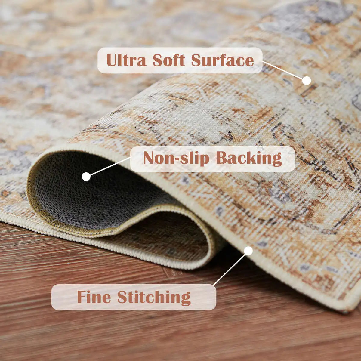 Foldable Non-Slip Oriental Medallion Area Rug – Heritage Style Carpet