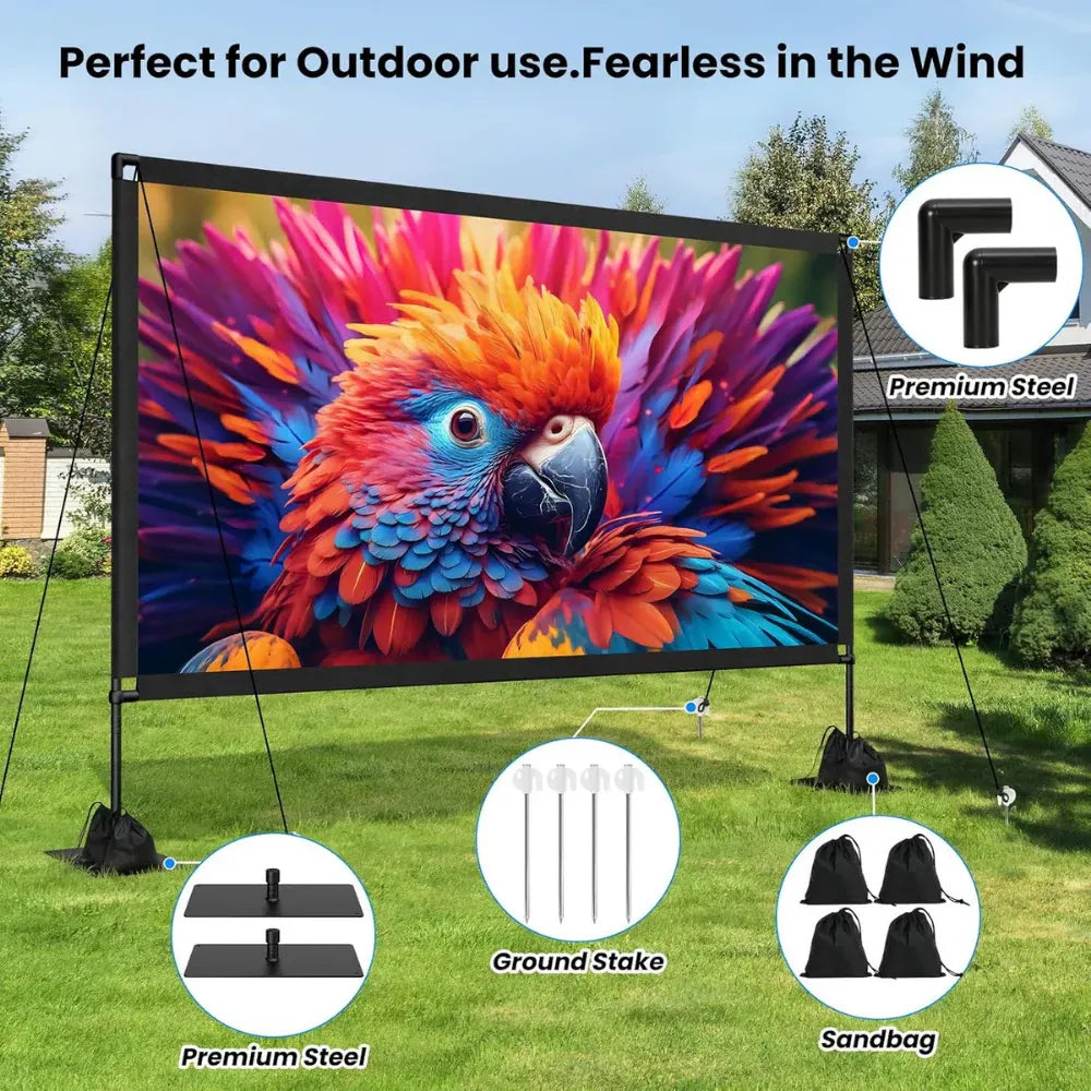 Foldable Outdoor Projector Screen with Stand for Easy Setup and Stable Viewing