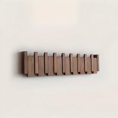 Foldable Piano-Style Wooden Wall Hook Rack Organizer