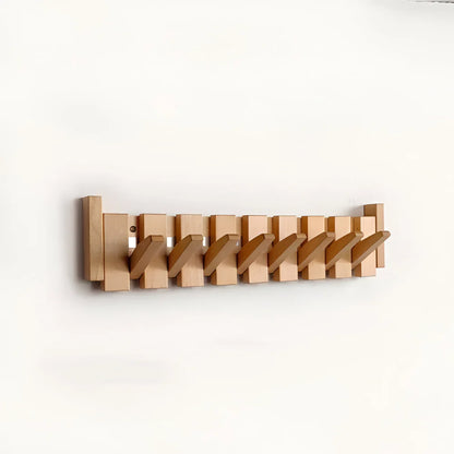 Foldable Piano-Style Wooden Wall Hook Rack Organizer