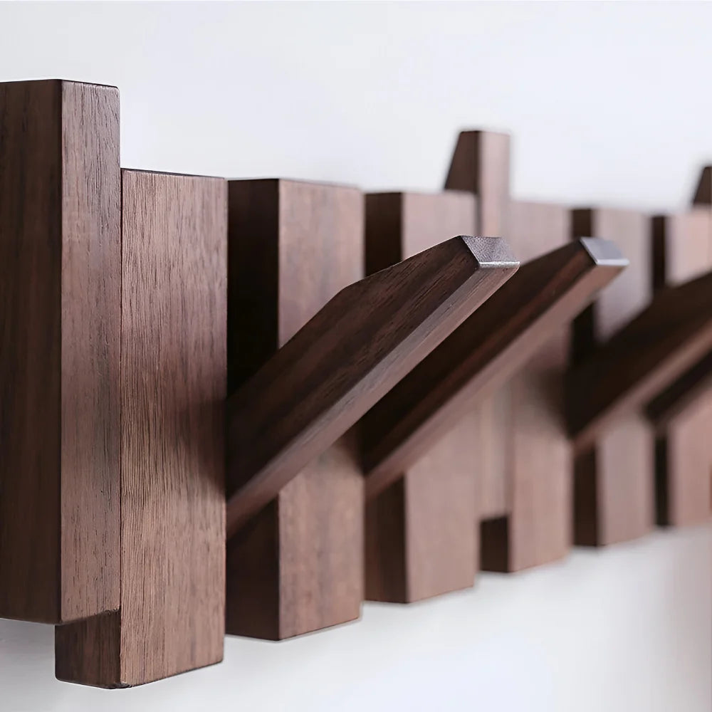 Foldable Piano-Style Wooden Wall Hook Rack Organizer
