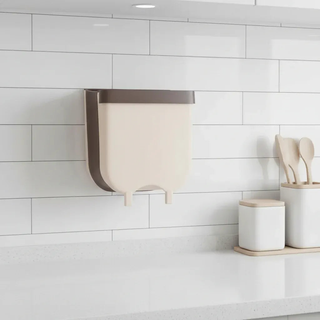 Foldable Plastic Cabinet Hanging Trash Bin for Kitchen
