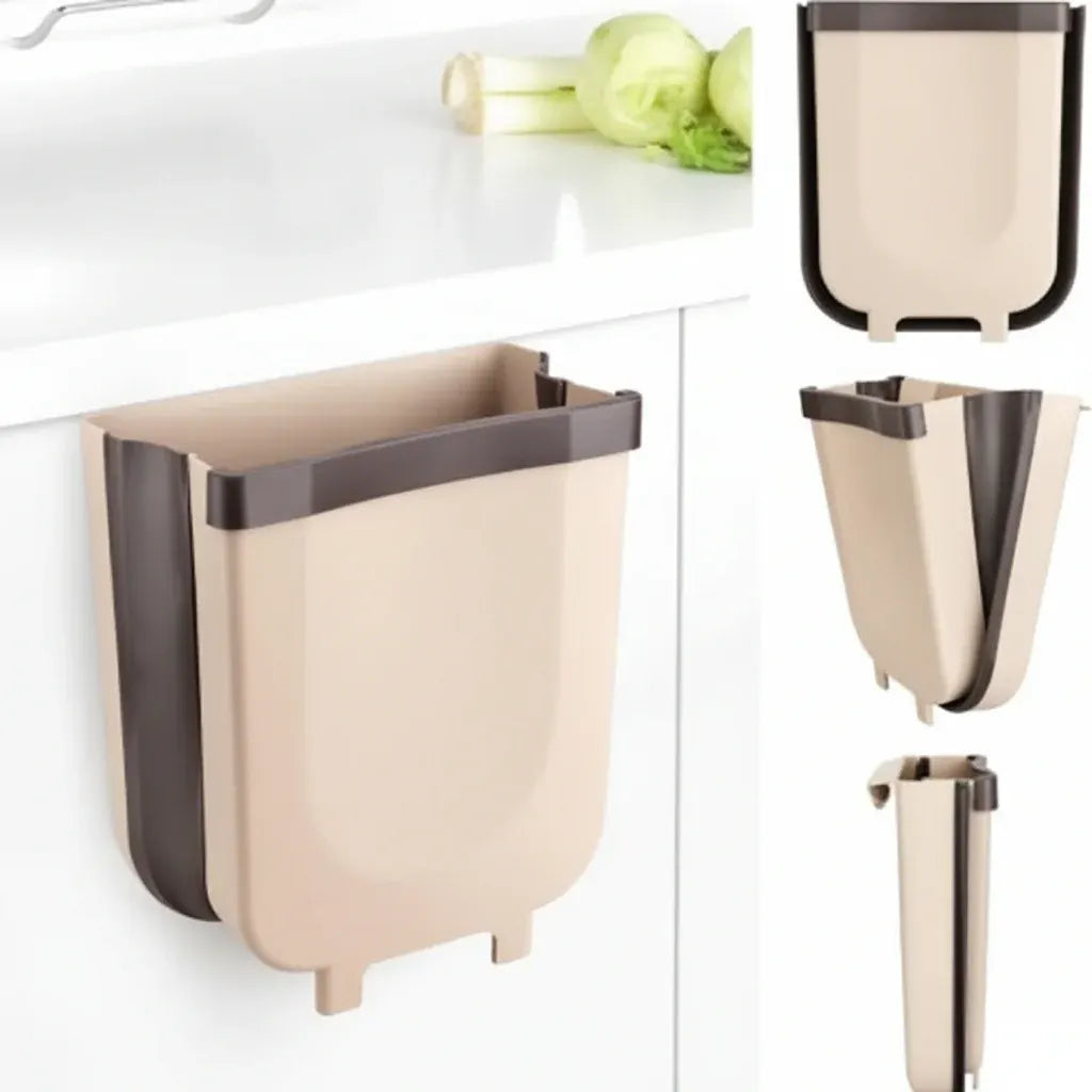 Foldable Plastic Cabinet Hanging Trash Bin for Kitchen