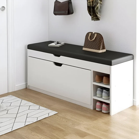 Foldable Storage Bench with Shoe Cabinet Design