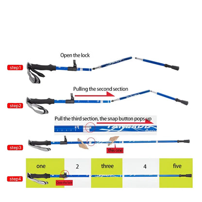 Foldable Telescopic Trekking Pole Adjustable Hiking Support Stick