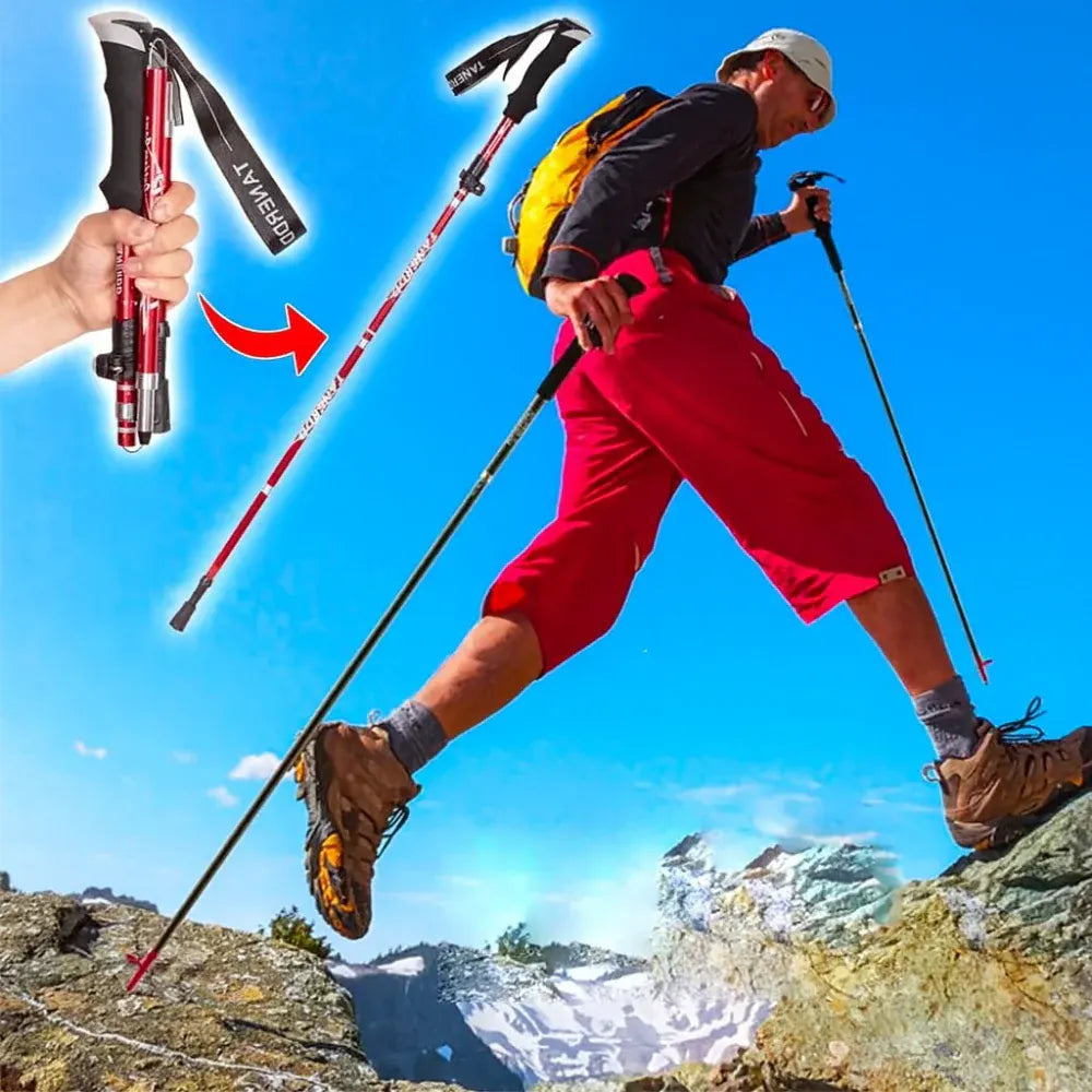 Foldable Telescopic Trekking Pole Adjustable Hiking Support Stick