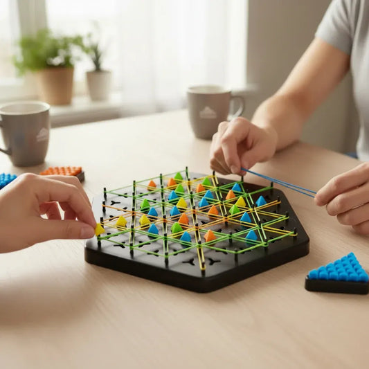 Foldable Triangle Chess Set Family Strategy Board Game for Indoor Play