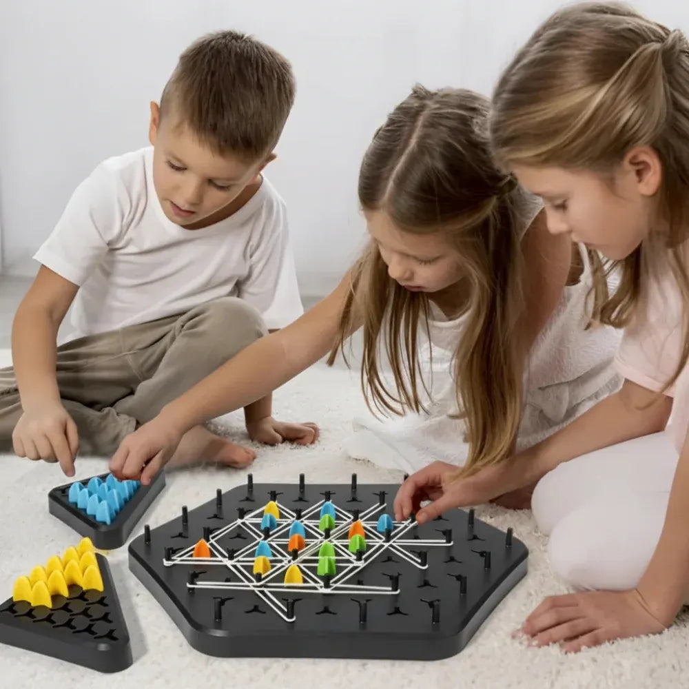 Foldable Triangle Chess Set Family Strategy Board Game for Indoor Play