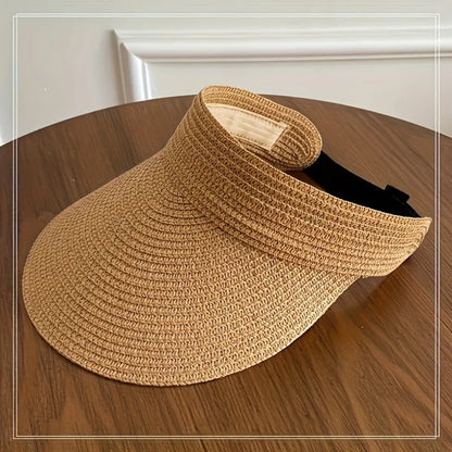 Foldable Wide Brim Straw Sun Visor Hat