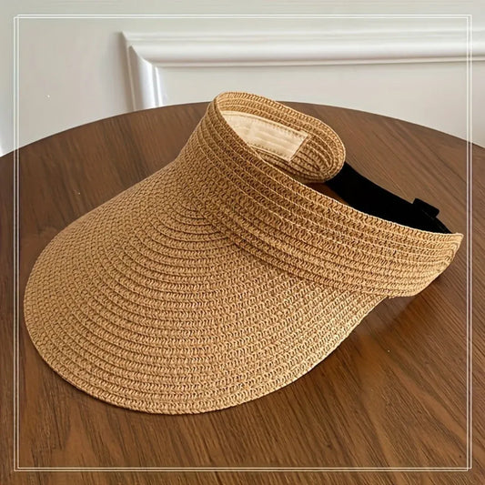 Foldable Wide Brim Straw Sun Visor Hat
