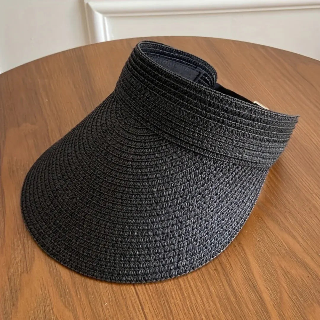Foldable Wide Brim Straw Sun Visor Hat