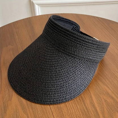 Foldable Wide Brim Straw Sun Visor Hat