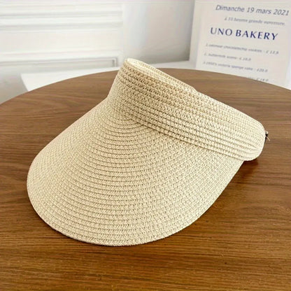 Foldable Wide Brim Straw Sun Visor Hat