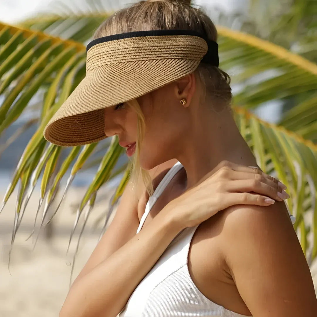 Foldable Wide Brim Straw Sun Visor Hat
