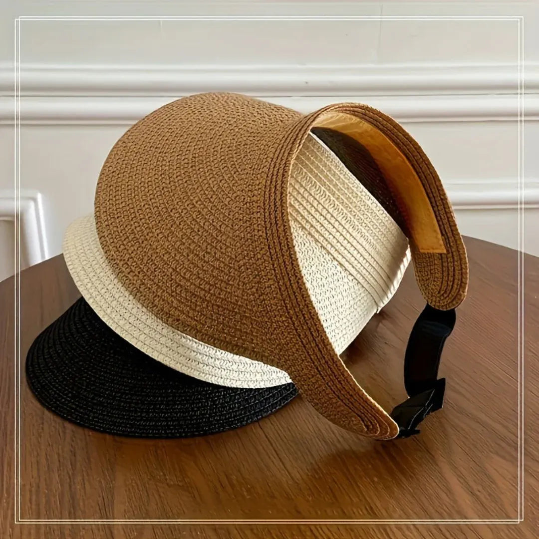 Foldable Wide Brim Straw Sun Visor Hat